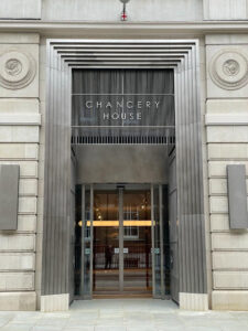 Laser-cut and hand-burnished stainless steel lettering to create sign for main entrance. - The London Silver Vaults, Chancery House, 53-64 Chancery Lane, WC2A 1QS. - Architects: dMFK Architects - Architectural metalwork fabrication & installation: John Desmond Ltd.